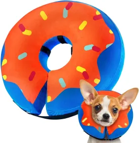 Gimars Inflatable Dog Donut Collar Alternative for Recovery, Soft Dog Neck Pillow - S Neck:5"-8"