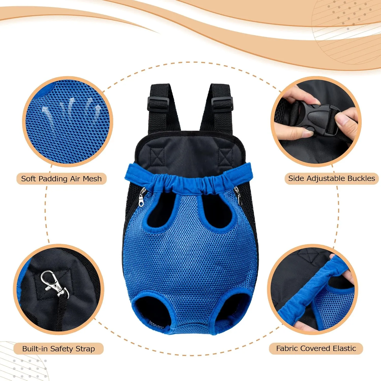 Hands-Free Pet Carrier Backpack for Dogs and Cats - Comfortable Adjustable Legs Carrier - Easy-Fit Design - Perfect for Traveling, Hiking and Camping - Small and Medium Pets (Black, Large)