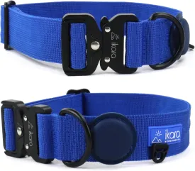 Heavy Duty Dog Collar - Apple Airtag Dog Collar for Medium, Large, Extra Large Dogs - Dog Collar for Outdoor Adventures w/Lighter Buckle, Nylon Pet Supplies for Dogs (Blue, Large)
