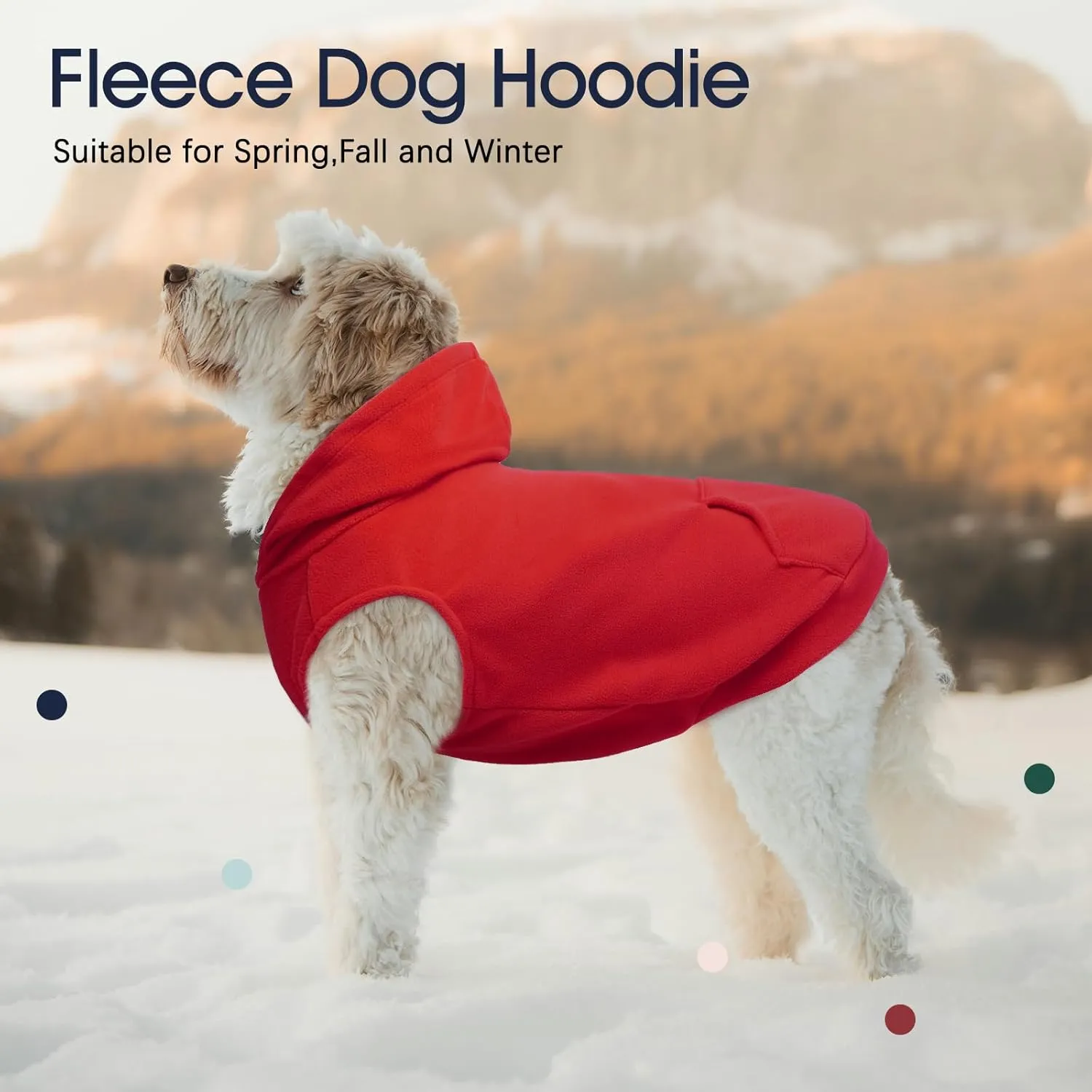 IECOii XL Dog Sweater Christmas Fleece Dog Hoodie for Large Dogs,Warm Pullover Dog Sweatshirt with Hood,Pet Winter Clothes for Dogs Girl Boy,Hooded Cold Weather Dog Coat for Beagle,Dalmatian,Red,XL