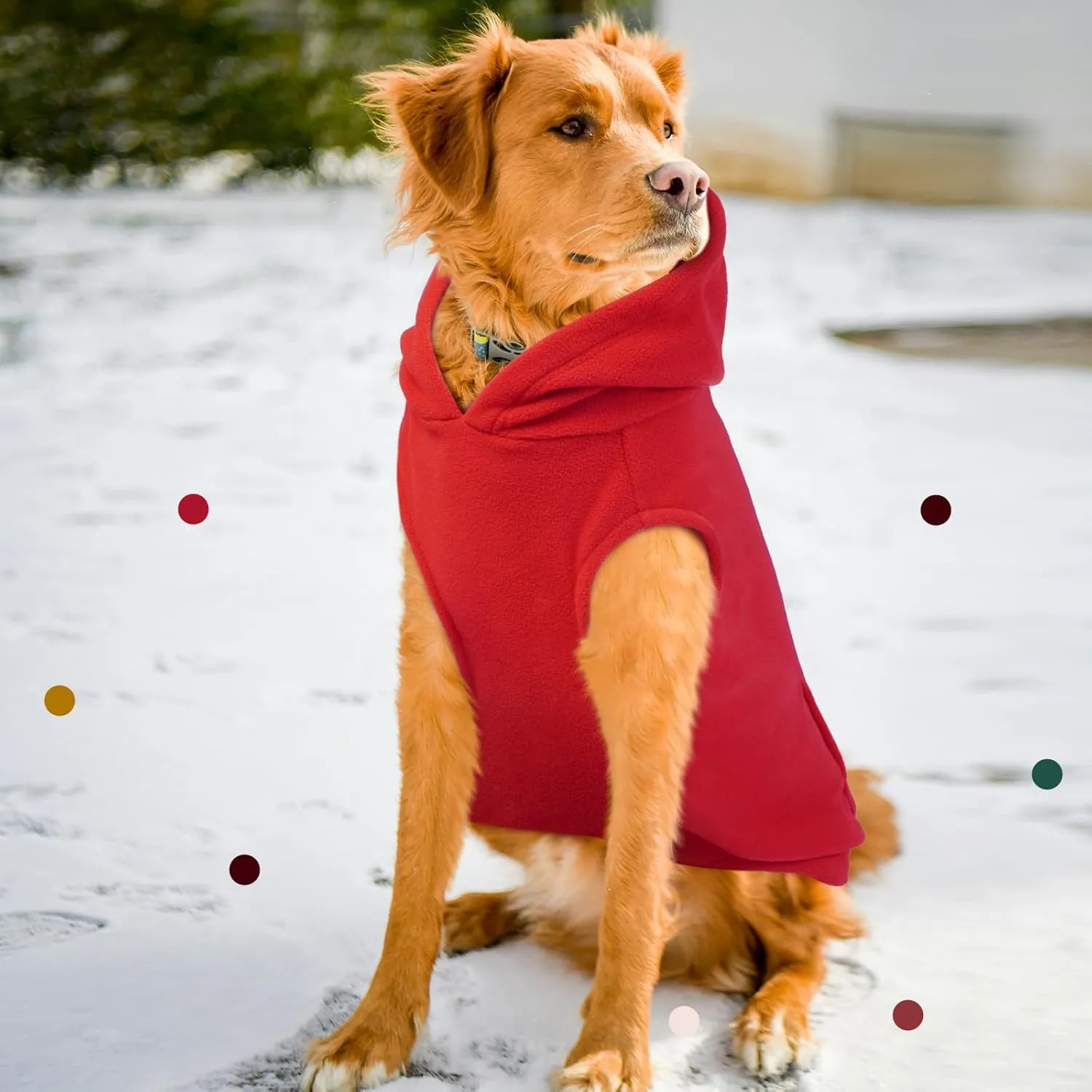 IECOii XL Dog Sweater Christmas Fleece Dog Hoodie for Large Dogs,Warm Pullover Dog Sweatshirt with Hood,Pet Winter Clothes for Dogs Girl Boy,Hooded Cold Weather Dog Coat for Beagle,Dalmatian,Red,XL