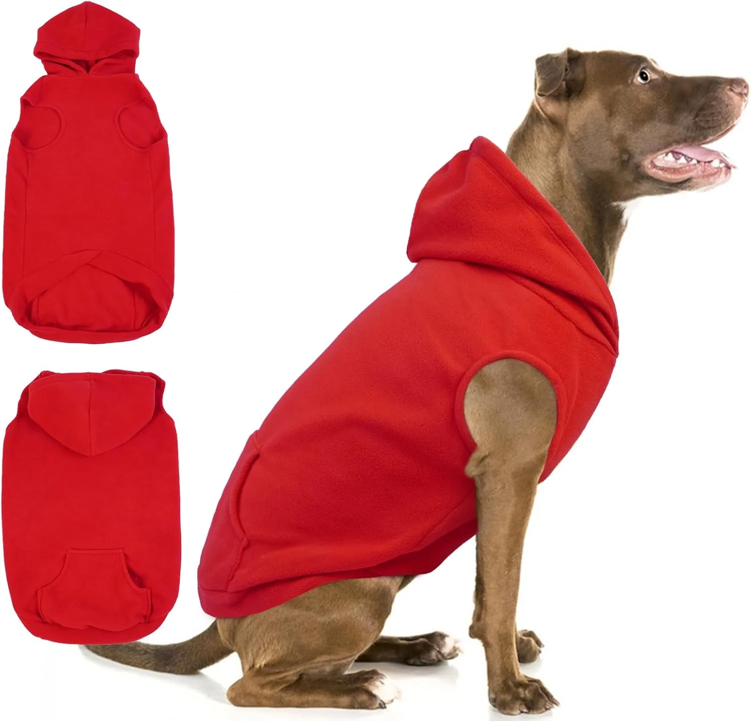 IECOii XL Dog Sweater Christmas Fleece Dog Hoodie for Large Dogs,Warm Pullover Dog Sweatshirt with Hood,Pet Winter Clothes for Dogs Girl Boy,Hooded Cold Weather Dog Coat for Beagle,Dalmatian,Red,XL