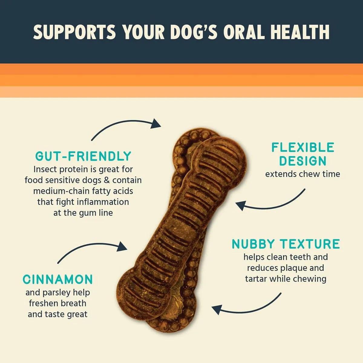 Jiminy's Dental Chew Dog Treats for Medium Adult Dogs 12Ct