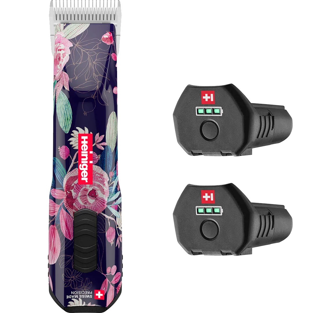 Limited Edition Flower Opal Cordless Clipper 2 Batteries with Free Clipper Grip by Heiniger