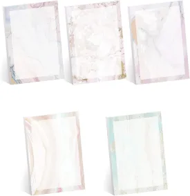 Marble Quartz Sticky Note Pads / 4" x 6" Repositionable Subtle Pastel Sticky Notes / 5 Elegant Designs / 50 Sheets Per Pad Set of 5 / Made in USA