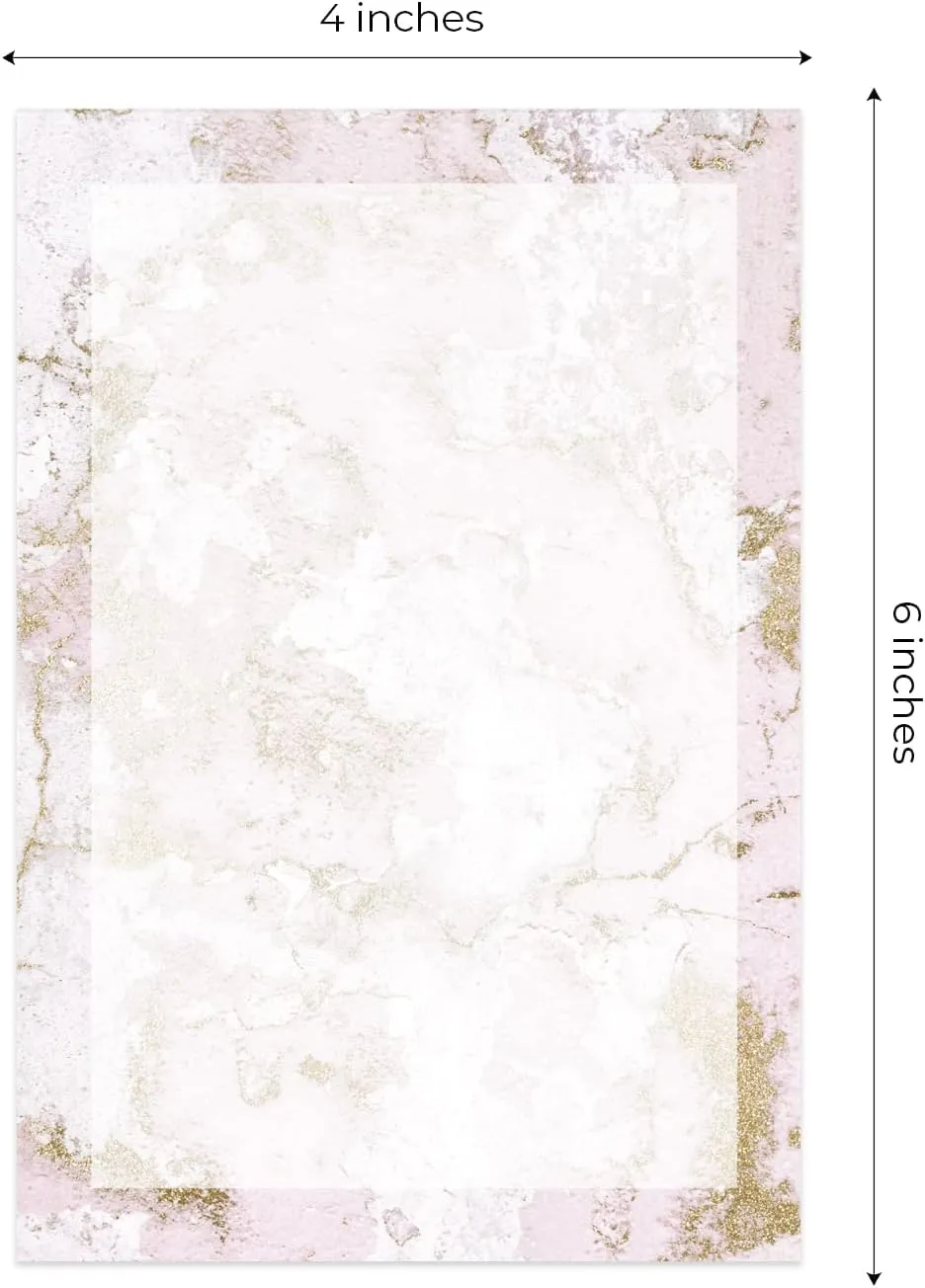 Marble Quartz Sticky Note Pads / 4" x 6" Repositionable Subtle Pastel Sticky Notes / 5 Elegant Designs / 50 Sheets Per Pad Set of 5 / Made in USA