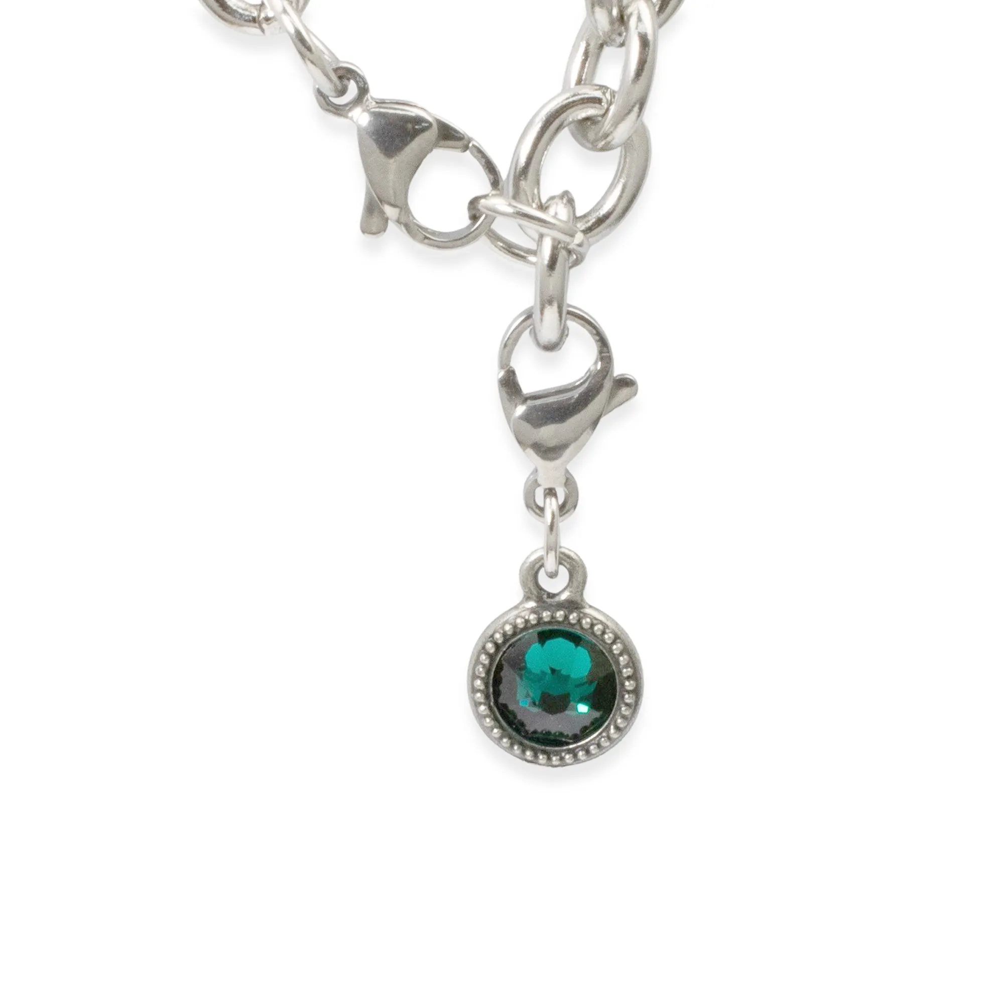 May Birthstone Clip-On Charm, Emerald Green Crystal with Lobster Clasp, Unique Birthday Gift
