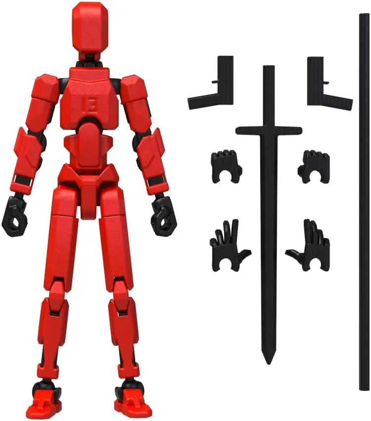 MerryXD T13 Action Figure,Assembly Completed Dummy Nova Titan Lucky 13 Action Figure 3D Printed Multi-Jointed Movable Toy Red