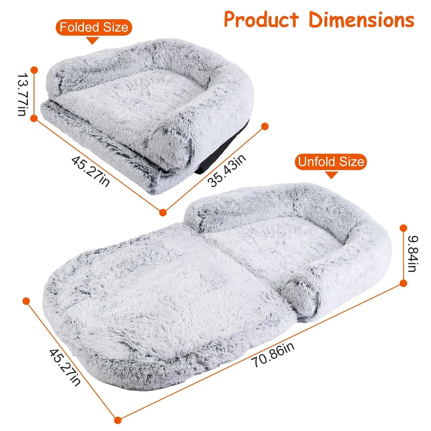 Napping Human-Sized Dog Bed Machine Washable Zipped Removable Cover