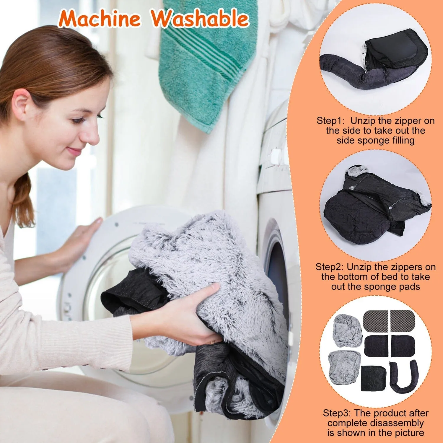Napping Human-Sized Dog Bed Machine Washable Zipped Removable Cover