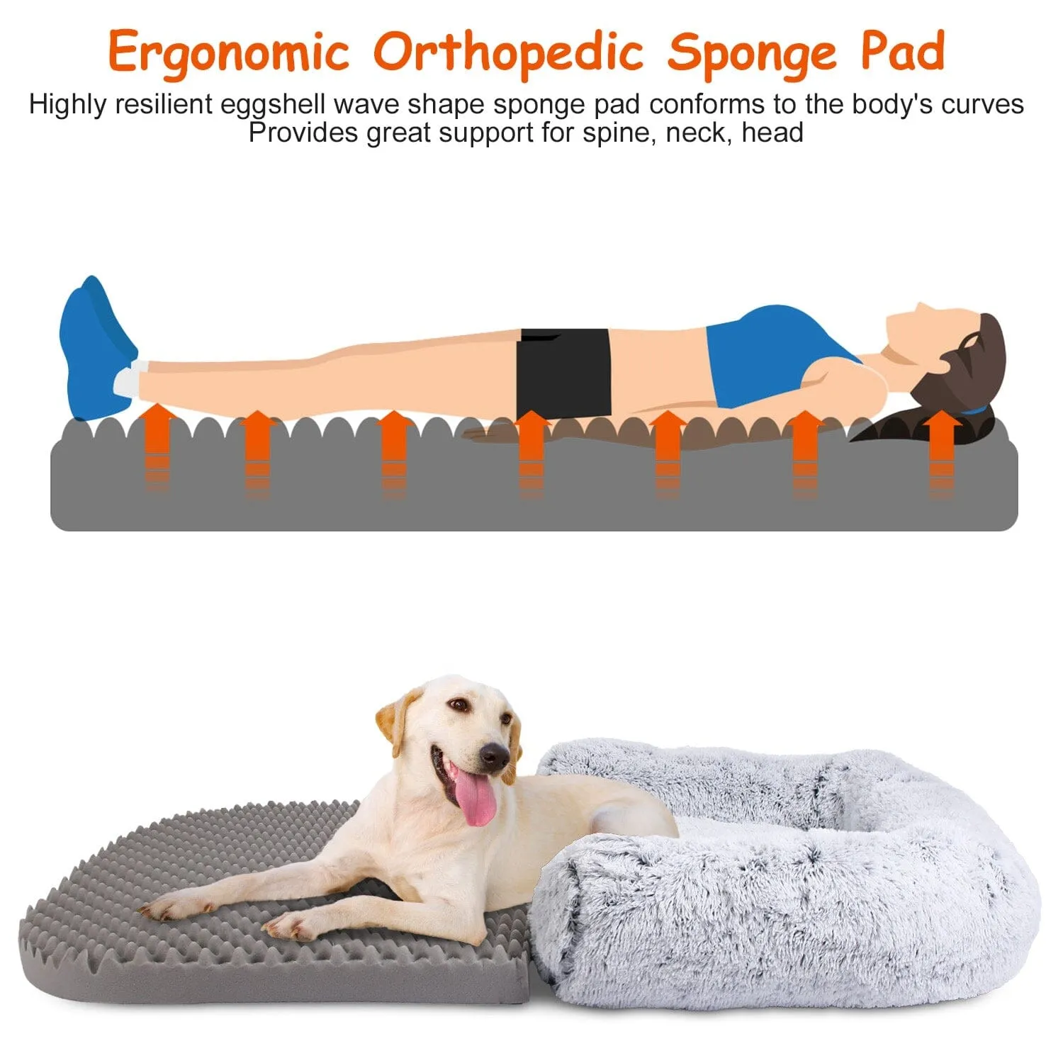 Napping Human-Sized Dog Bed Machine Washable Zipped Removable Cover