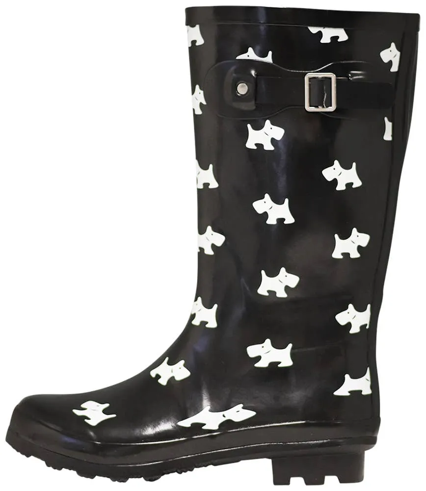 Norty Women Mid Calf 11 Rain Boot Scotty Dog