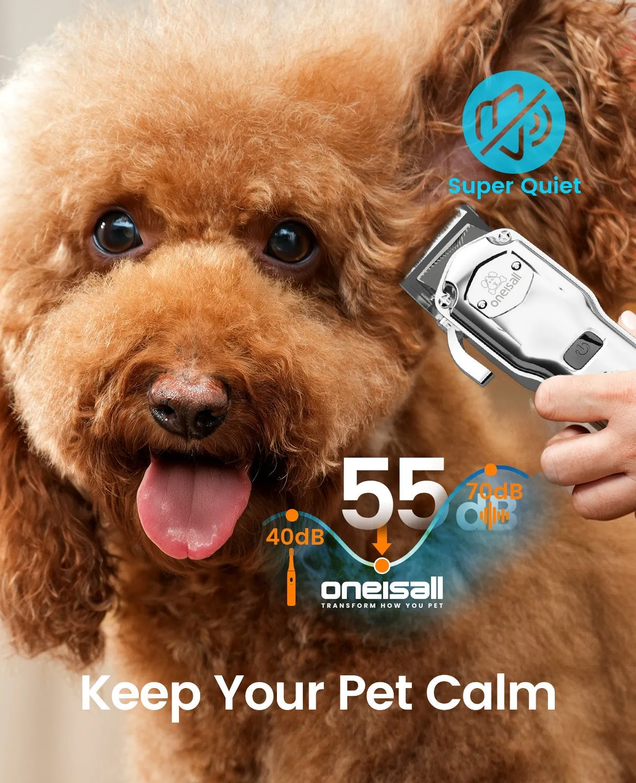 Oneisall 676 Pro Dog Clippers with Detachable Metal Combs