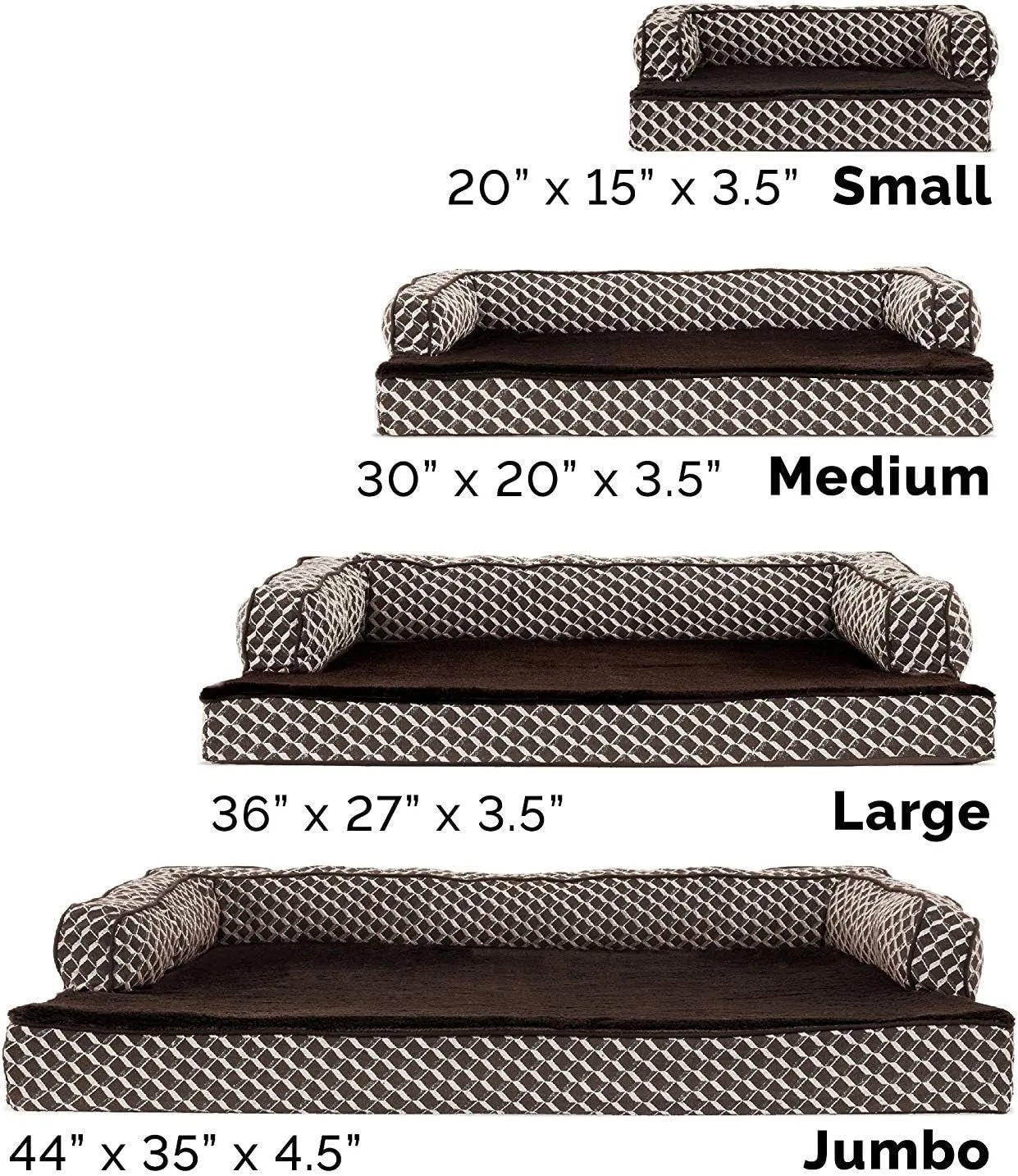 Orthopedic Dog Bed Removable Bolsters & Washable Cover
