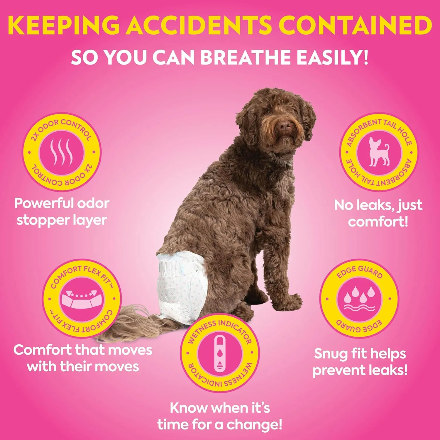 OUT! Petcare Disposable Dog Diapers for Female Dogs, Dog Heat Diapers, Female Dog Period Pads, Female Doggy Diaper for Peeing, Pet Diapers for Small Pets,13-18 Waist, XS/Small, 16 Count