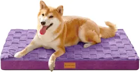 Patas Lague Orthopedic Dog Bed for Large Dogs, Waterproof Soft Warm Comfortable Egg Crate Foam Medium Pet Beds Mat with Removable Washable Cover and Nonskid Bottom, 36''X24'' Purple