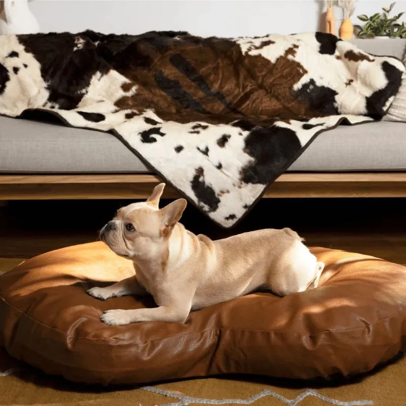 Paw Brands, PupCloud™ Faux Leather Memory Foam Dog Bed, Bourbon
