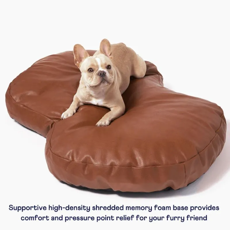 Paw Brands, PupCloud™ Faux Leather Memory Foam Dog Bed, Bourbon