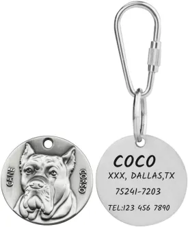 Personalized Pet ID Tags for Dog with 3D Breed Effect, Free Laser Engraved Custom Tibetan Sliver Tag for Small,Medium,Large Dog (Cane Corso)