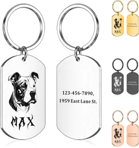 Personlized Dog Tags for Pitbull Stainless Steel Pet ID Tag Customized Dog Name Tags Dog Collar with Name Plate Dog Tags for Pit Bull Pet Accessories Engraved on Both Sides