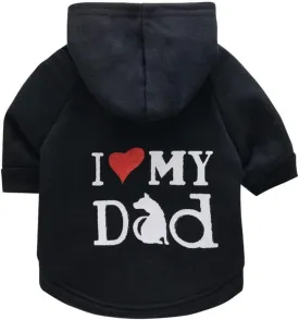 Pet Clothes, Dog Hoodies Shirt I Love My Dad Puppy Sweatshirt for Small Dog Cat (L, Black)