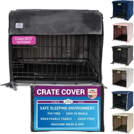Pet Dreams Dog Crate Cover - Breathable Fabric Kennel Topper for Double-Door Crates, Fits iCrate Dog Cages 18, 24, 30, 36, 42, 48 Inches (Grey, X Large, 42")
