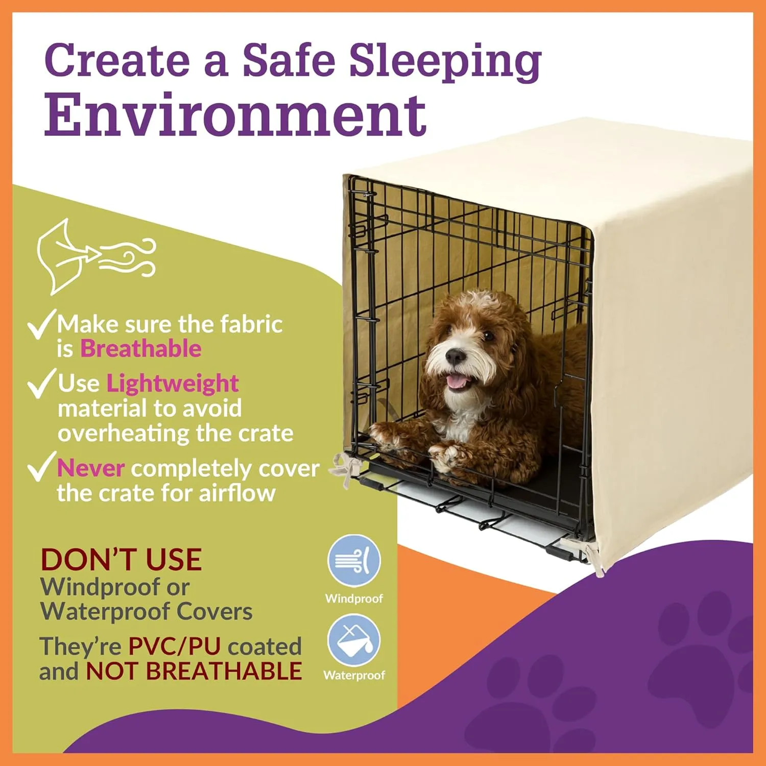 Pet Dreams Dog Crate Cover - Breathable Fabric Kennel Topper for Double-Door Crates, Fits iCrate Dog Cages 18, 24, 30, 36, 42, 48 Inches (Grey, X Large, 42")