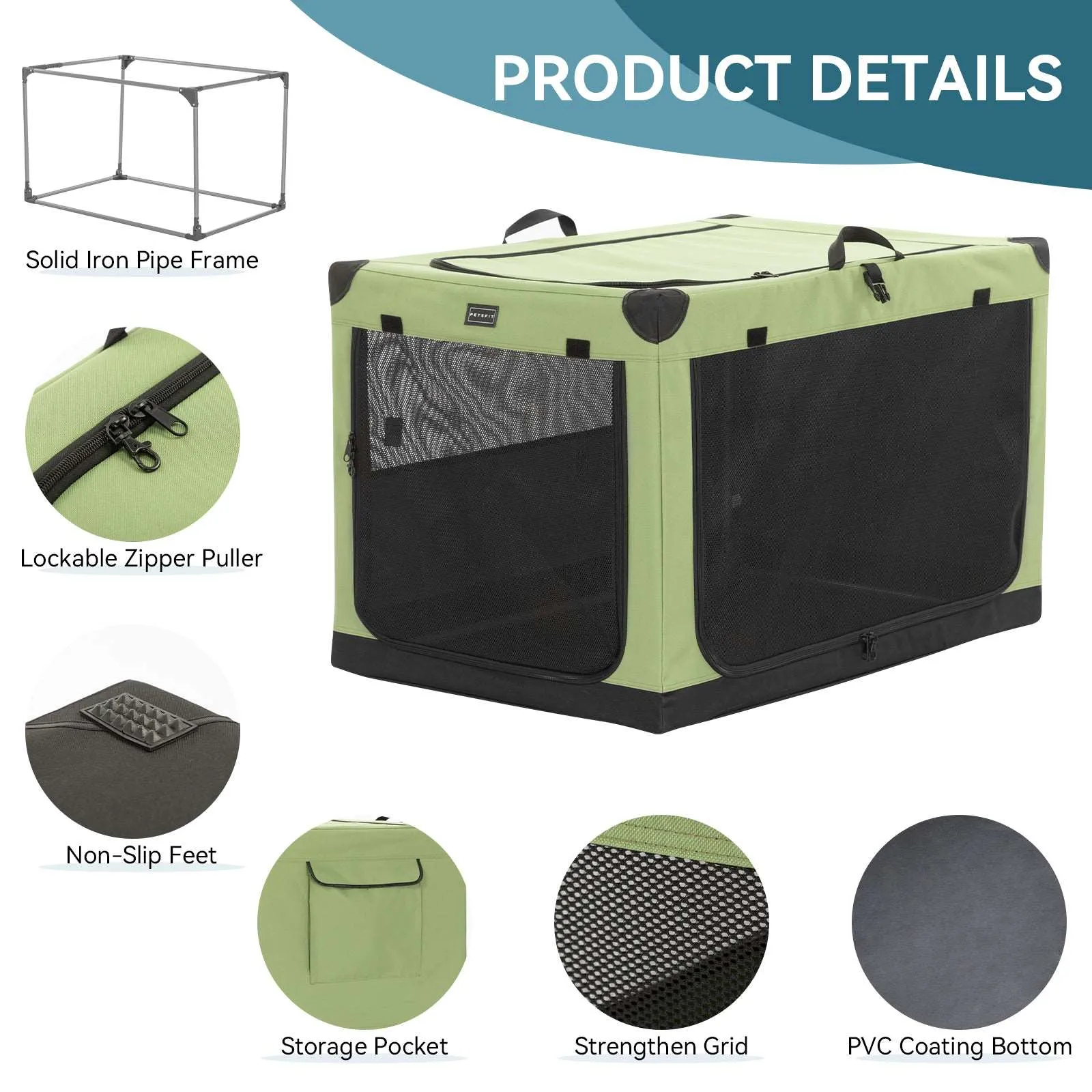 PETSFIT Portable Soft Collapsible Dog Crate