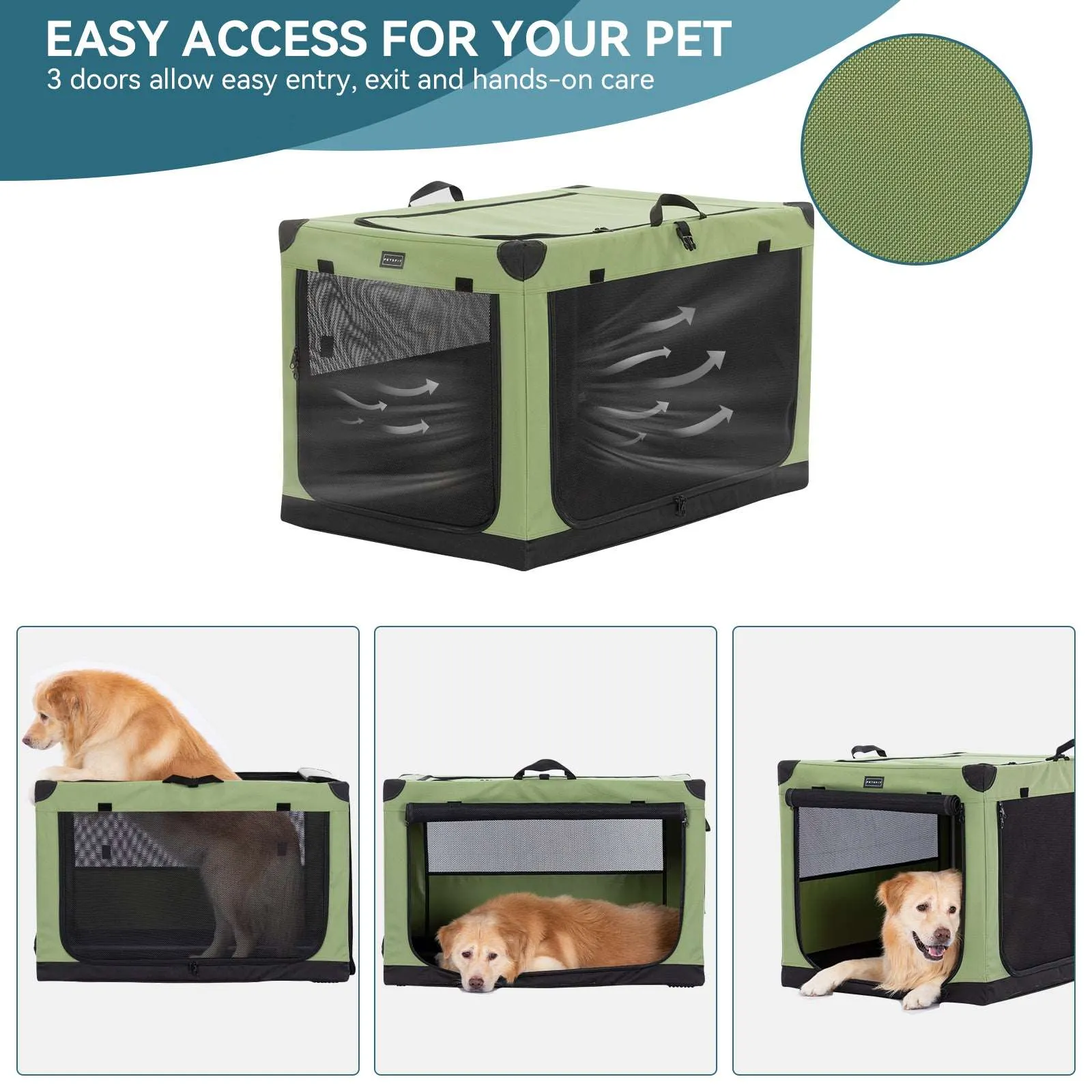PETSFIT Portable Soft Collapsible Dog Crate