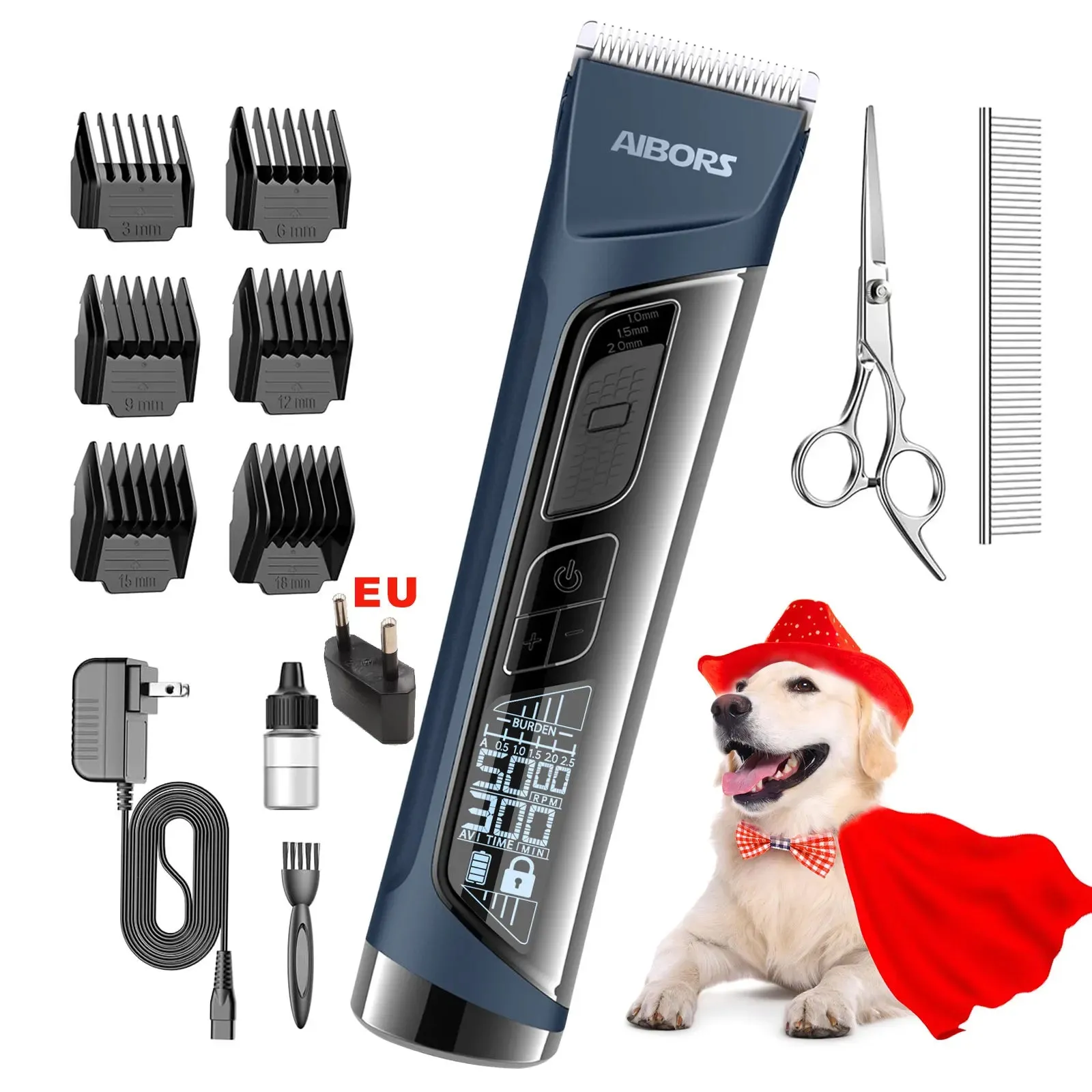 Professional Dog Hair Clippers for Grooming Electronic Puppy Beauty with LCD Low Noise Trimmer Cut Hair Machine For Pet Cat Dogs