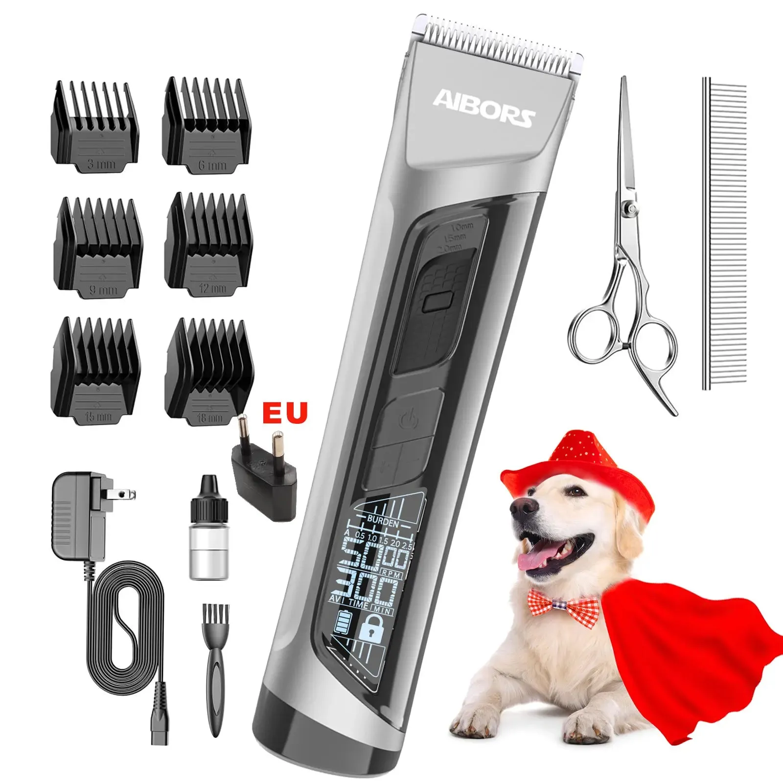 Professional Dog Hair Clippers for Grooming Electronic Puppy Beauty with LCD Low Noise Trimmer Cut Hair Machine For Pet Cat Dogs