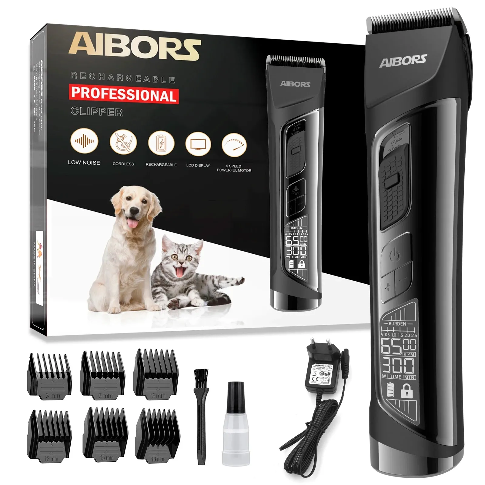 Professional Dog Hair Clippers for Grooming Electronic Puppy Beauty with LCD Low Noise Trimmer Cut Hair Machine For Pet Cat Dogs