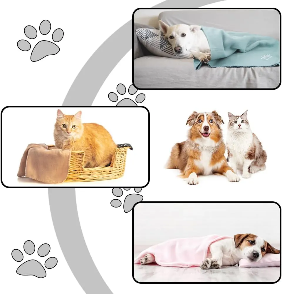 Puppy Pet Blanket, Fleece 6 Pack, Paw Print, Warm & Soft, Sleep Mat (Multicolored, 30x20 inches)