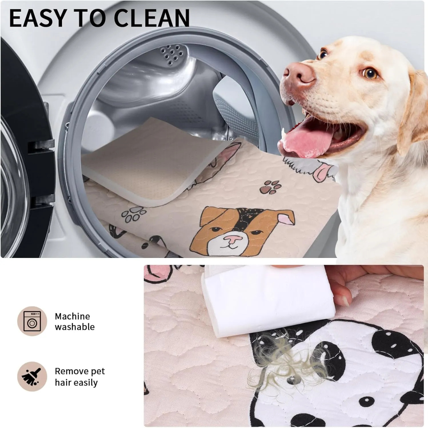Puppy Playpen Mat Crate Pad, Reusable Dog Pee Pads Washable for Pet Training, Housebreaking, and Incontinence, Waterproof/Anti-Slip/Machine Washable (Woof woof, 38x38 Inch-1 Pack)