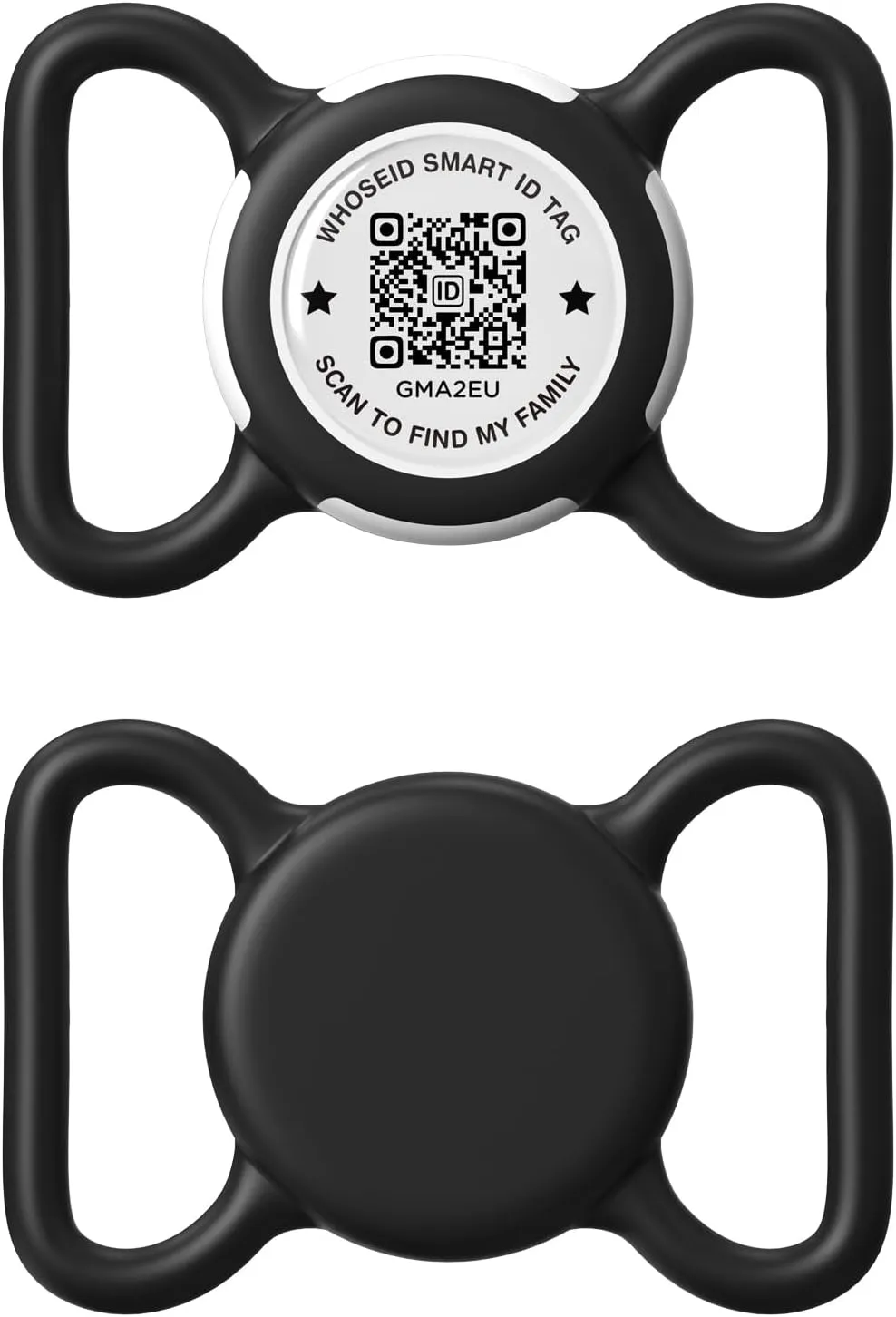 QR Code Airtag Holder, Scan QR Code Send Location Alert Email, Waterproof Full Body Protection Anti-Lost Air Tag Case, Airtag Accessories for Dog, Cats, Collar, Backpack (Black, Large)