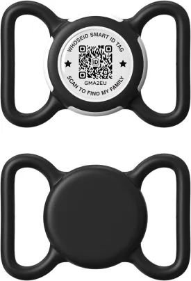 QR Code Airtag Holder, Scan QR Code Send Location Alert Email, Waterproof Full Body Protection Anti-Lost Air Tag Case, Airtag Accessories for Dog, Cats, Collar, Backpack (Black, Large)
