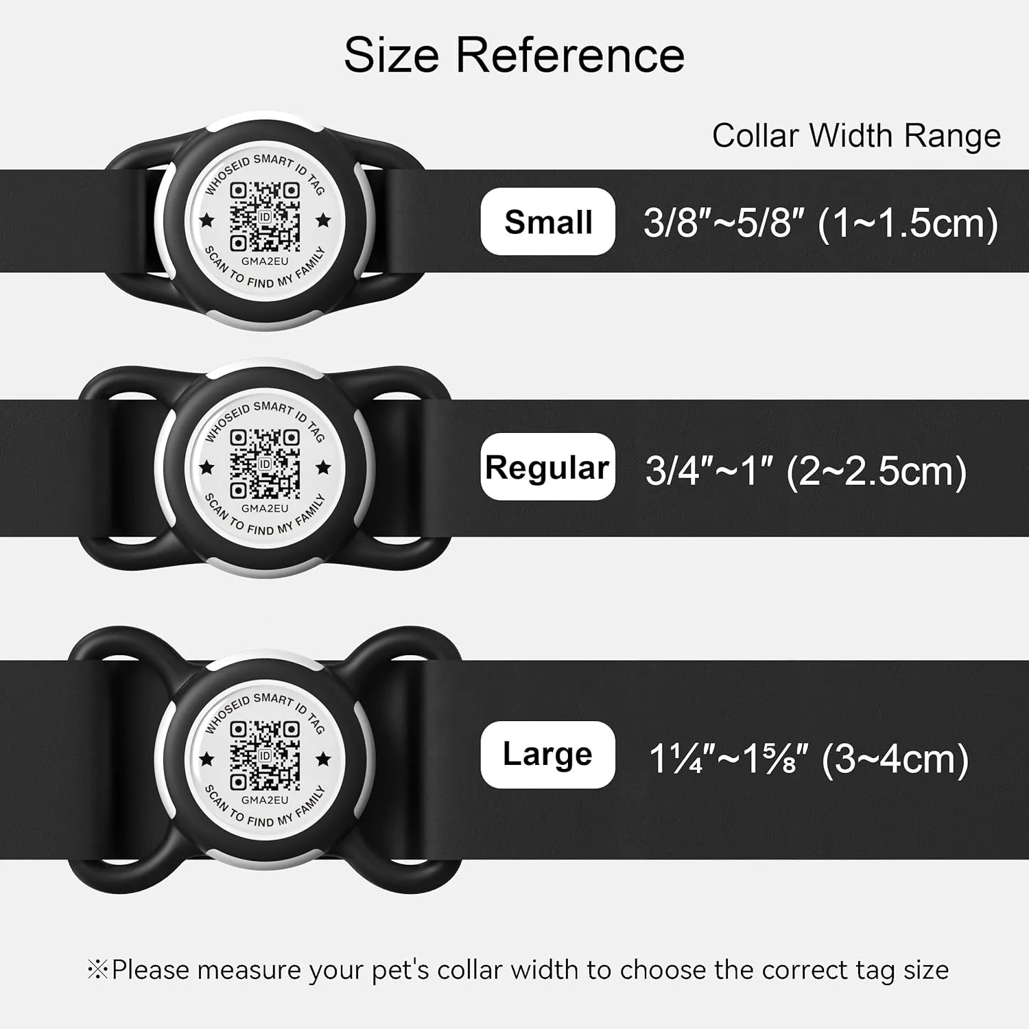 QR Code Airtag Holder, Scan QR Code Send Location Alert Email, Waterproof Full Body Protection Anti-Lost Air Tag Case, Airtag Accessories for Dog, Cats, Collar, Backpack (Black, Large)