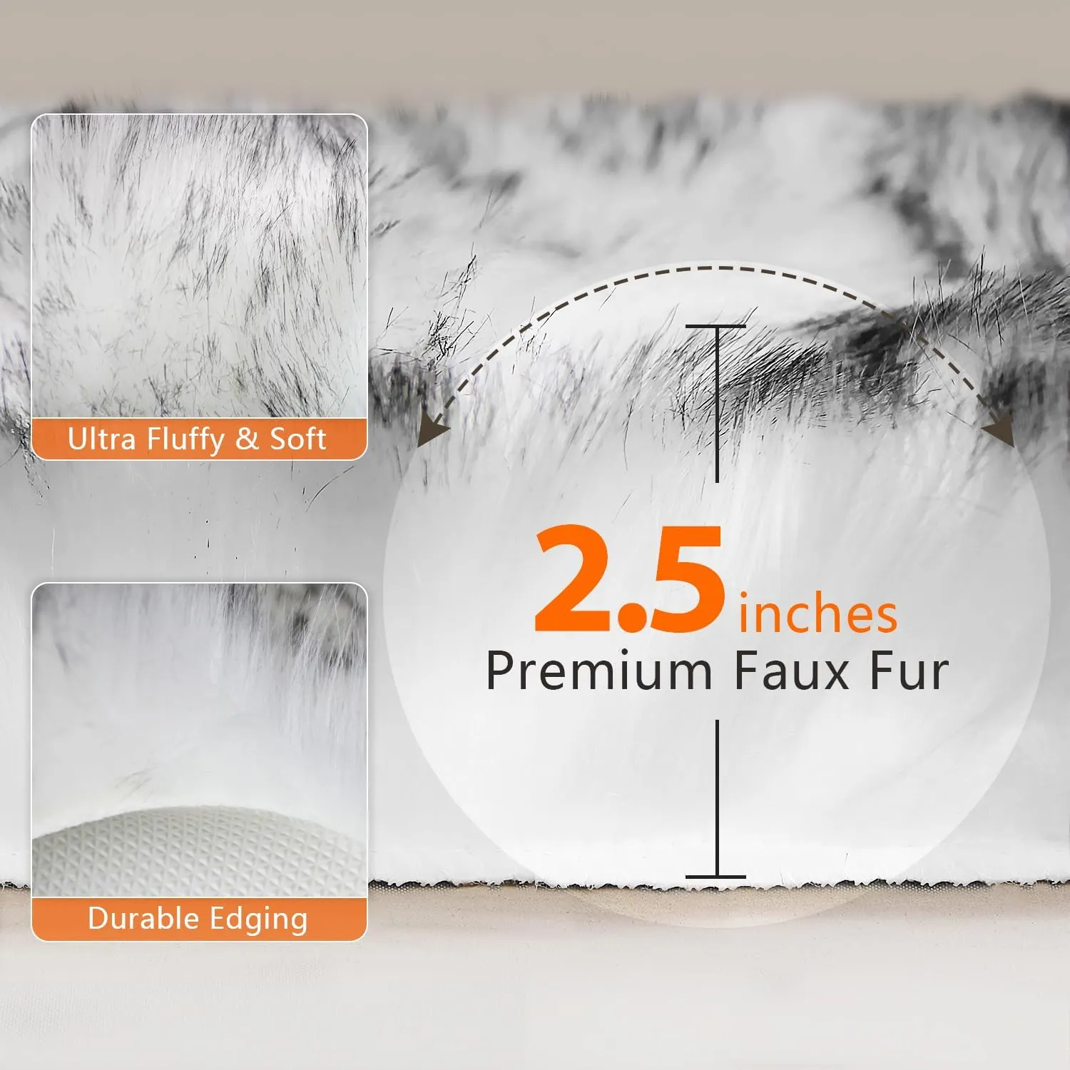 Self Warming Dog Mat, Faux Fur Dogs Rug (GreyTips, S 20"x28")