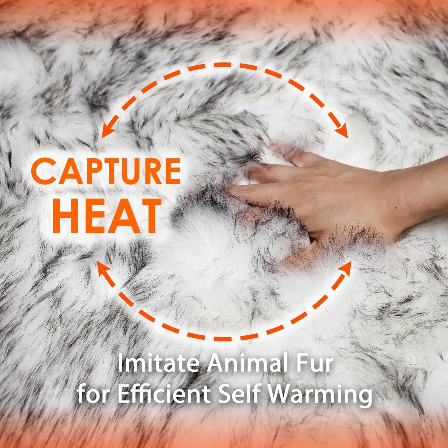 Self Warming Dog Mat, Faux Fur Dogs Rug (GreyTips, S 20"x28")