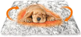 Self Warming Dog Mat, Faux Fur Dogs Rug (GreyTips, S 20"x28")