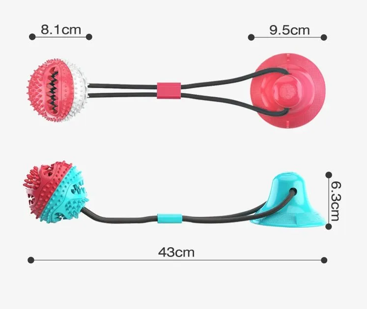 Sucker Drawstring Pet Food Dispensing Dog Ball Chew Toys