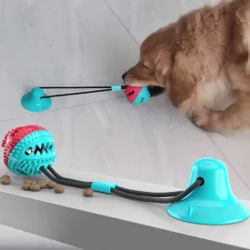Sucker Drawstring Pet Food Dispensing Dog Ball Chew Toys