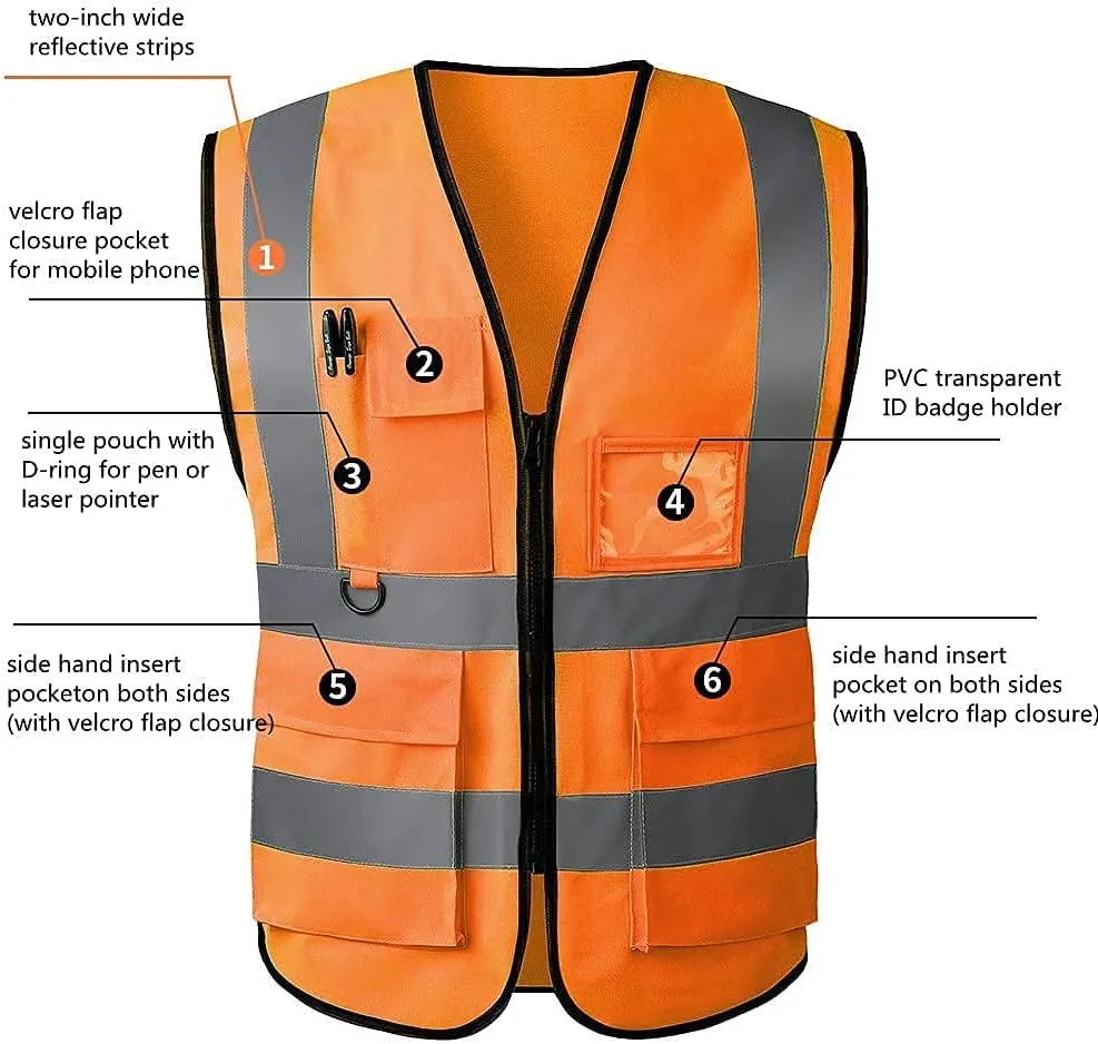 Tydon Guardian Reflective Safety Vest for Women Men High Visibility Security With Pocket Zipper Front Meet ANSI/ISEA Standard