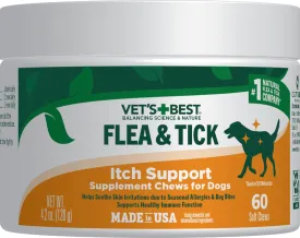 Vet's Best Dog Flea and Tick Treatment and Prevention Soft Chews, Itch Support Flea and Tick for Dogs, Supplement Tick Chews for Dogs, Dog Allergy Support, Fleas Ticks, 60 Chews