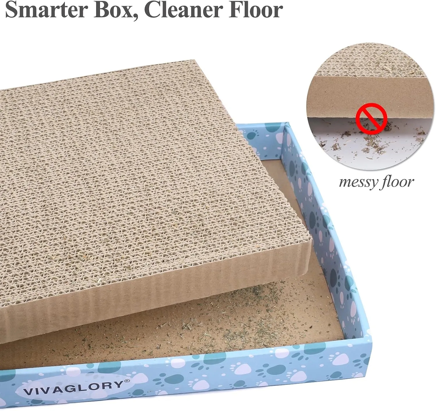 VIVAGLORY Cat Scratcher & Pads, Reversible Scratching Board for Indoor Cats, Cardboard, Catnip Included, 3 Pack, Extra Wide