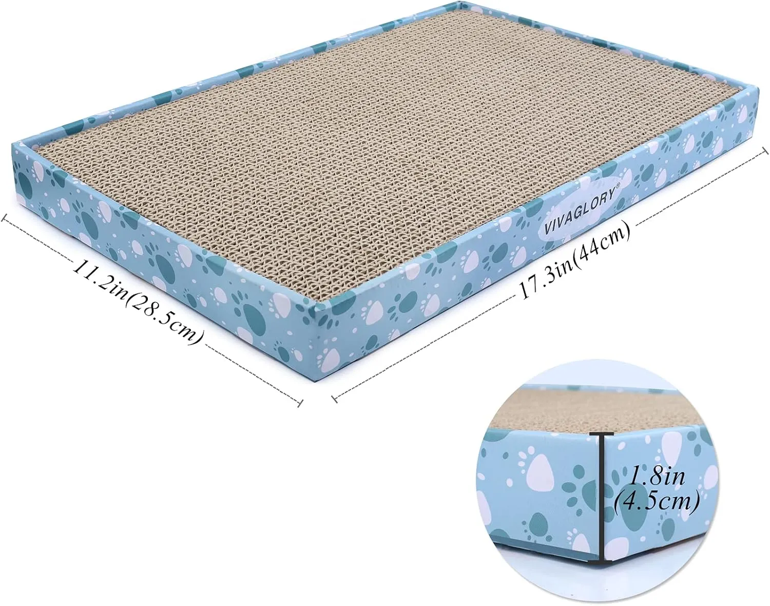 VIVAGLORY Cat Scratcher & Pads, Reversible Scratching Board for Indoor Cats, Cardboard, Catnip Included, 3 Pack, Extra Wide