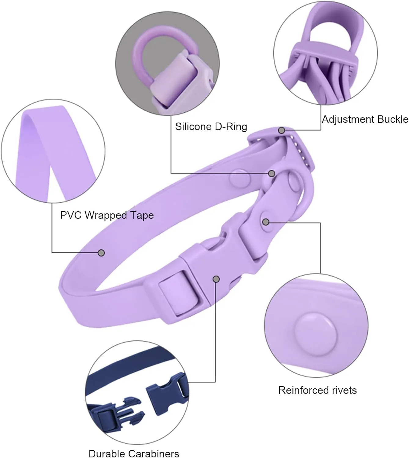 Waterproof Dog Collar Soft Rubber Dog Collar with Safety Buckle Adjustable Pet Collars for Small Medium Large Dogs