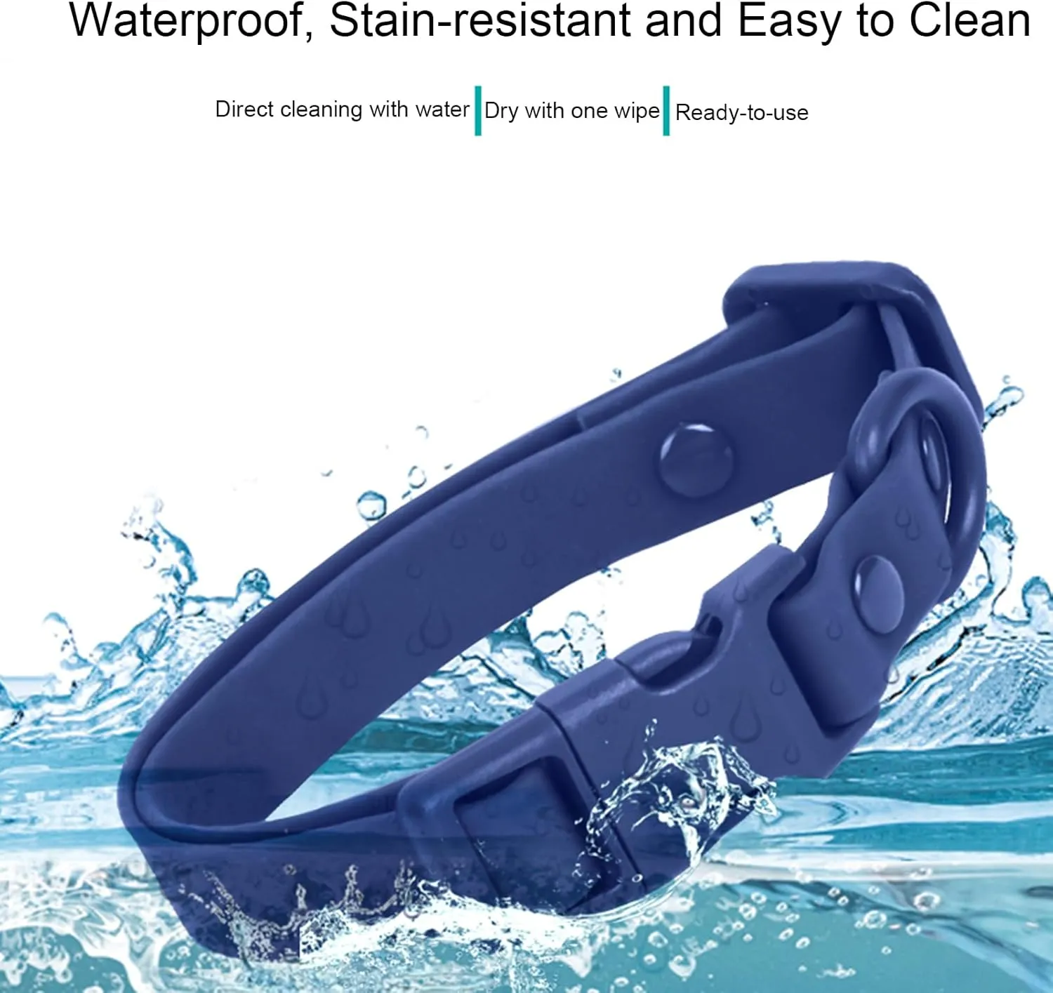 Waterproof Dog Collar Soft Rubber Dog Collar with Safety Buckle Adjustable Pet Collars for Small Medium Large Dogs