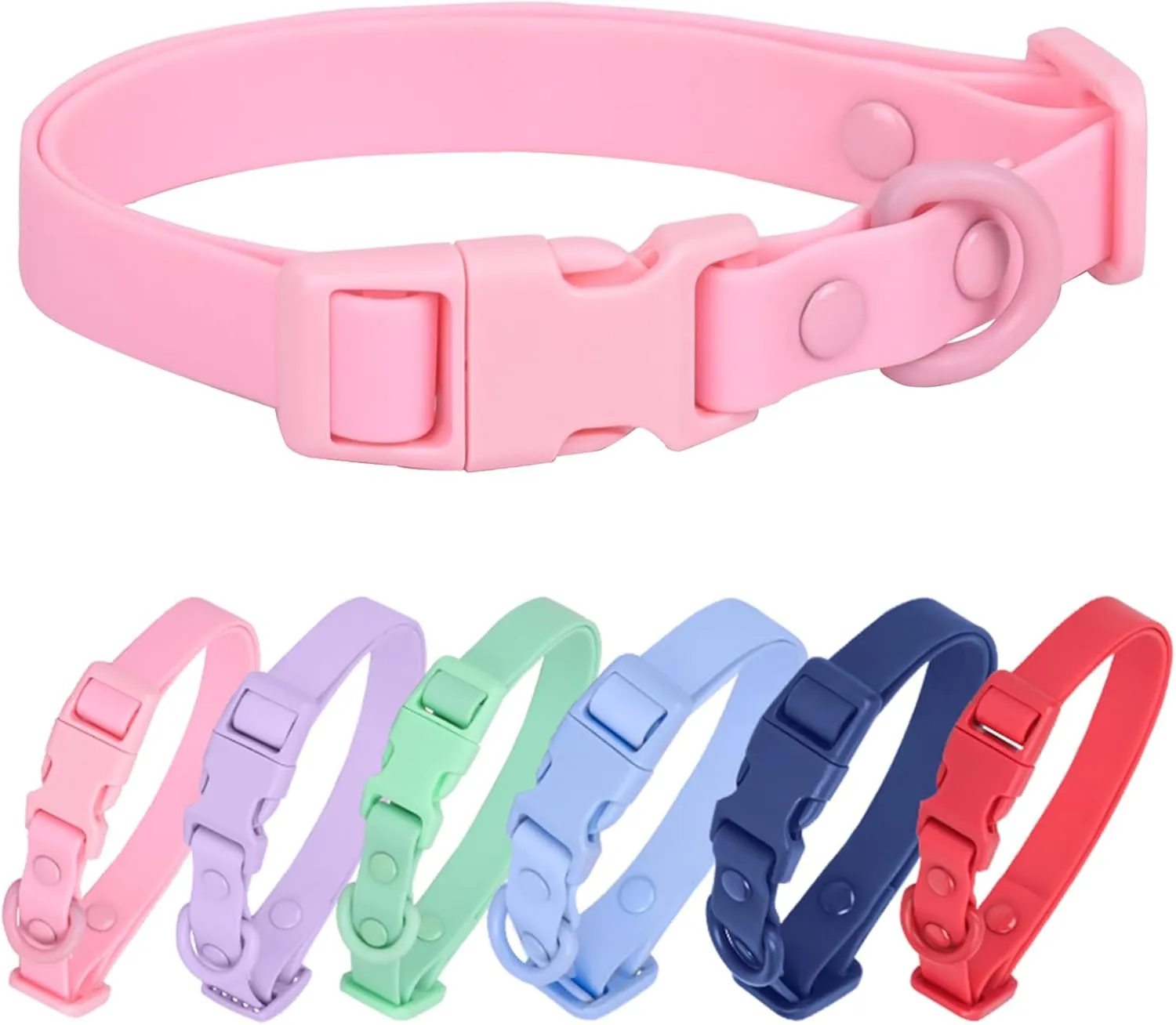 Waterproof Dog Collar Soft Rubber Dog Collar with Safety Buckle Adjustable Pet Collars for Small Medium Large Dogs