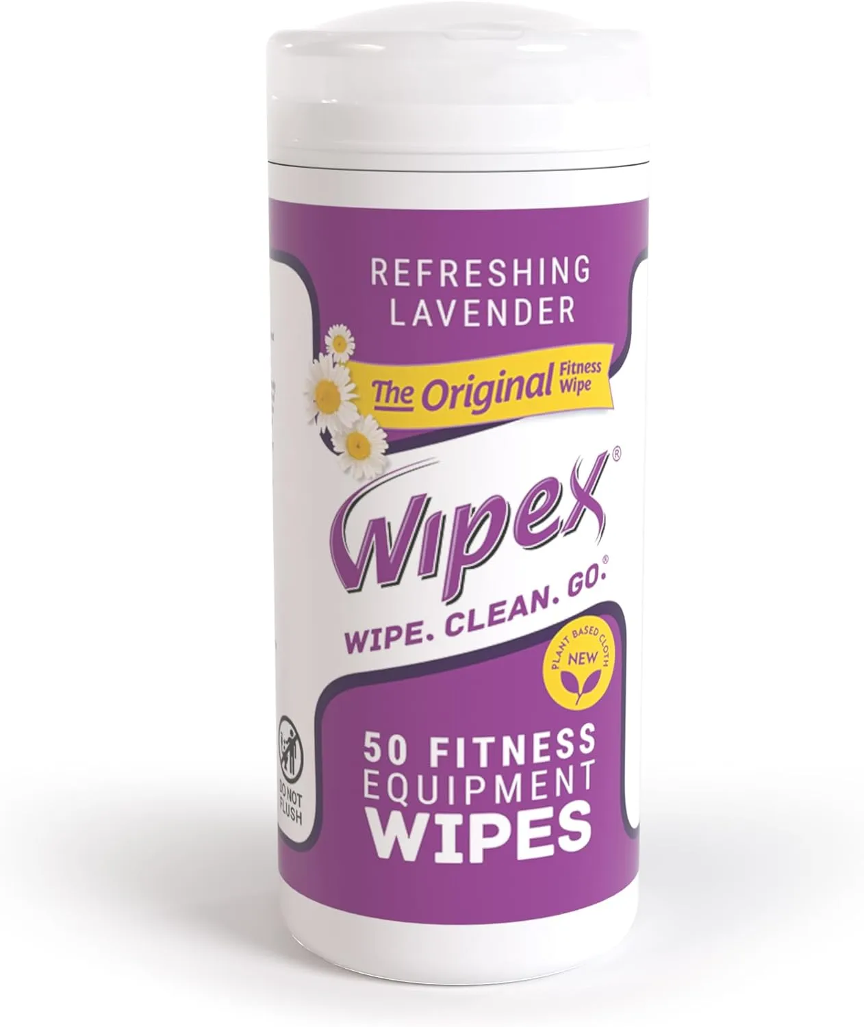 Wipex Original Fitness Equipment Wipes -Plant-Based No-Lint Cloth Gym Wipes for Workout Equipment, Yoga Mat Cleaner, Peloton Cleaner with Lavender Essential Oil & Vinegar, 50 Fitness Wipes